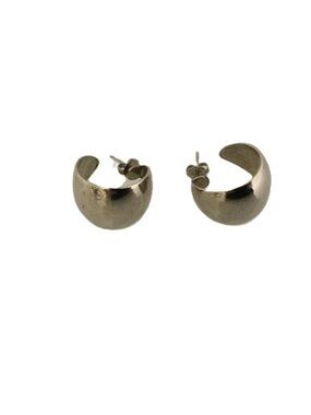 Vintage Silver Tone Half Hoop Retro Huggie Tapered Earrings 3/4" 5.64g